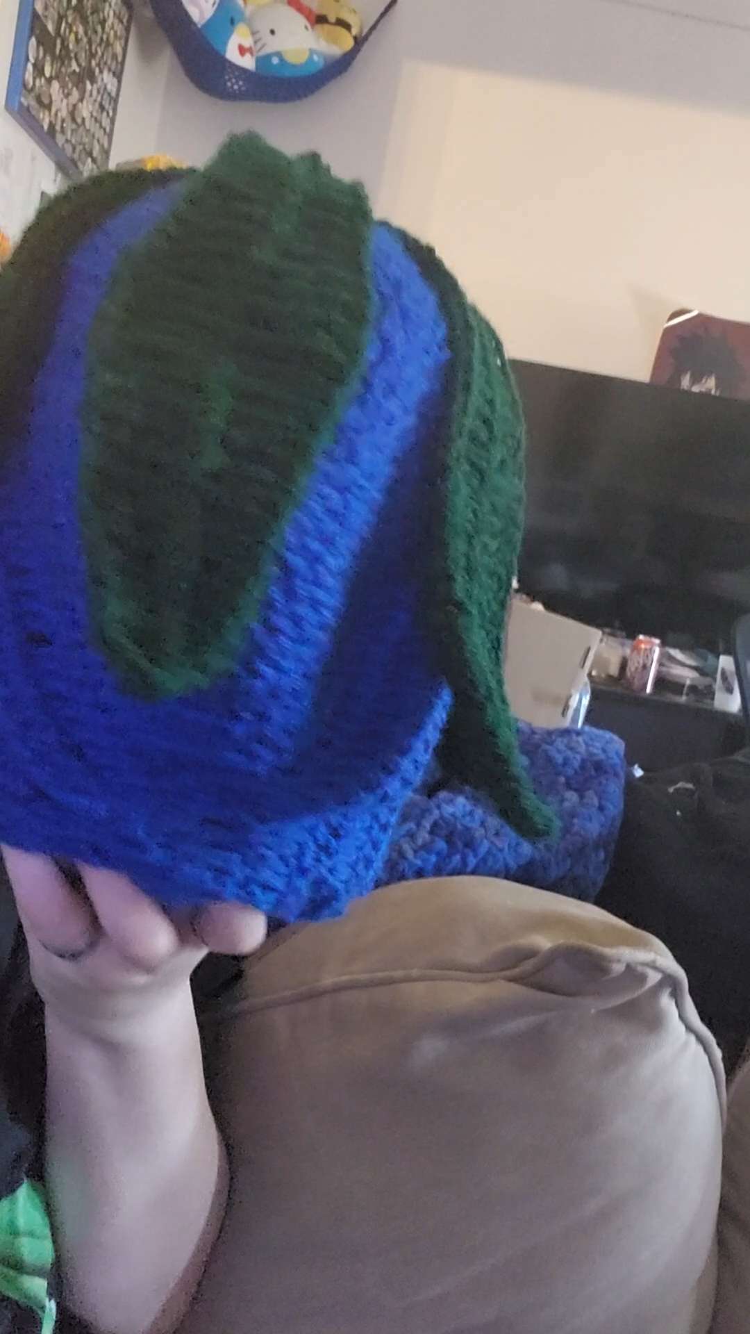 cute blue plant hood