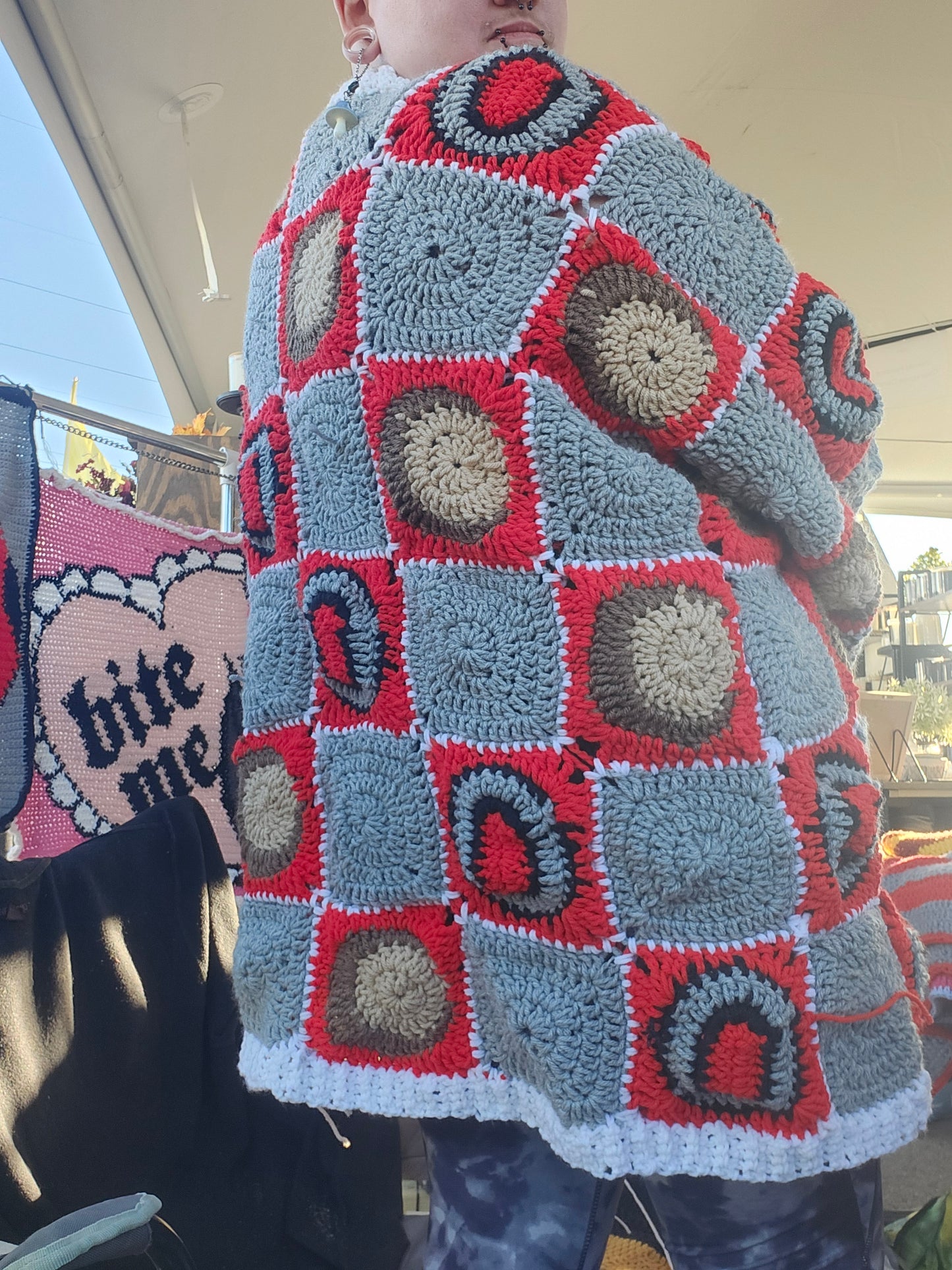 osu patchwork cardigan