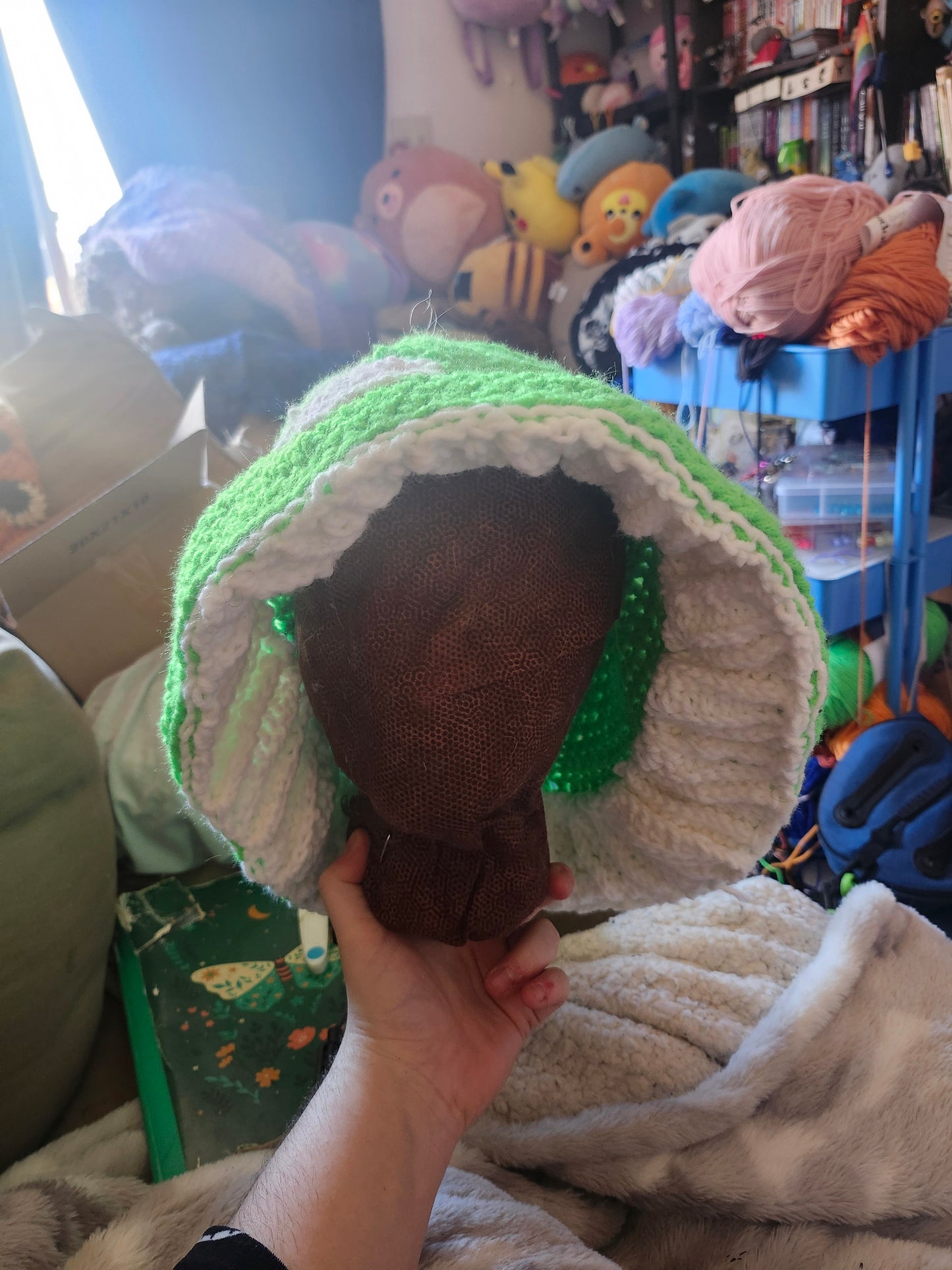 different color mushy hats